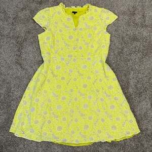 Talbots Eyelet Floral Yellow Dress 18W Cottagecore Ruffle Feminine Spring Summer